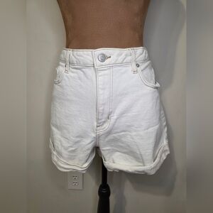 High Rise Cream Denim Shorts | Cuffed Hem | Summer Essential